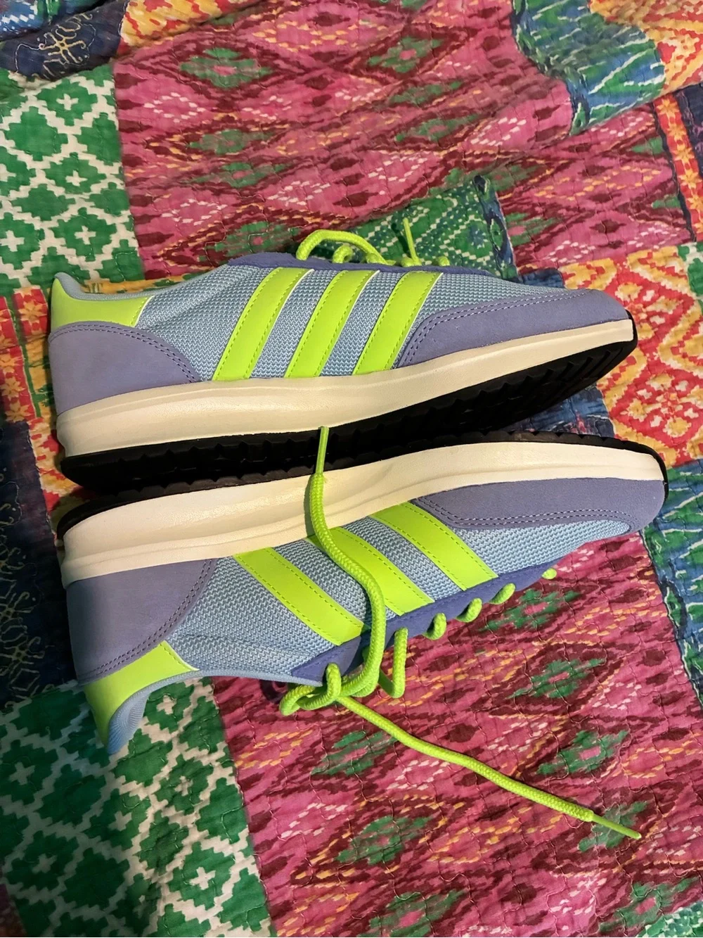 adidas Purple Sneakers with Neon Green Accents